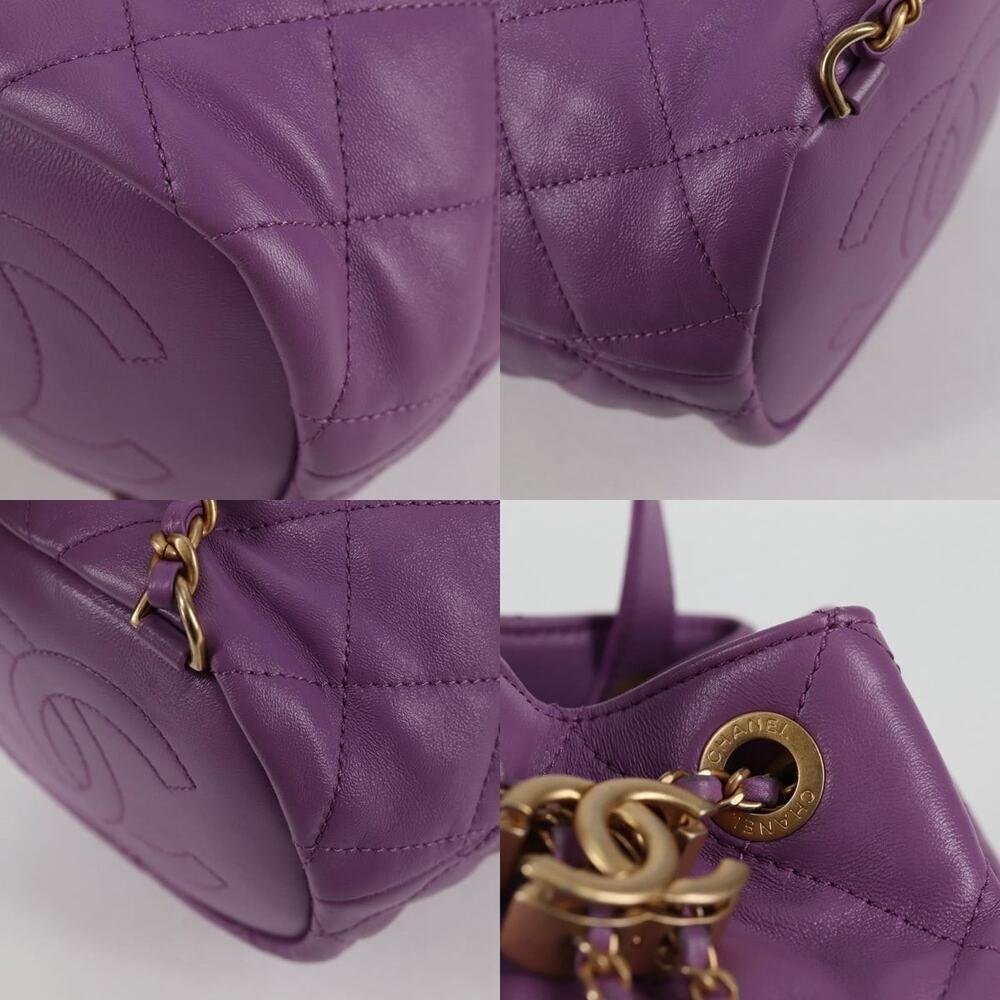 Chanel Chain Matelasse Backpack Lamb Skin Purple CC - Picture 7 of 8